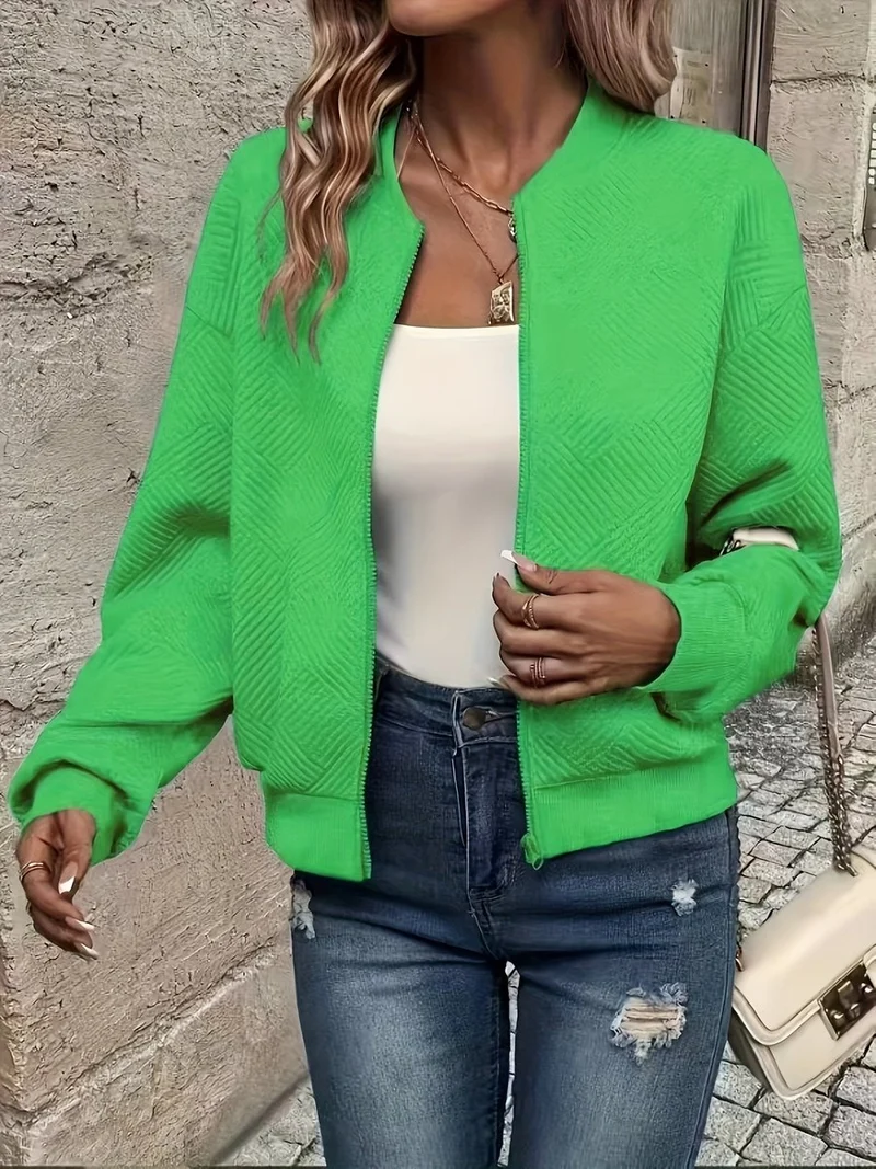 Nora | Damen Steppjacke leichte Zip-Up Jacke mit Strukturmuster
