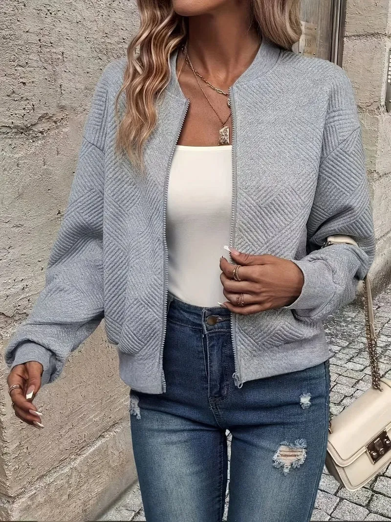 Nora | Damen Steppjacke leichte Zip-Up Jacke mit Strukturmuster