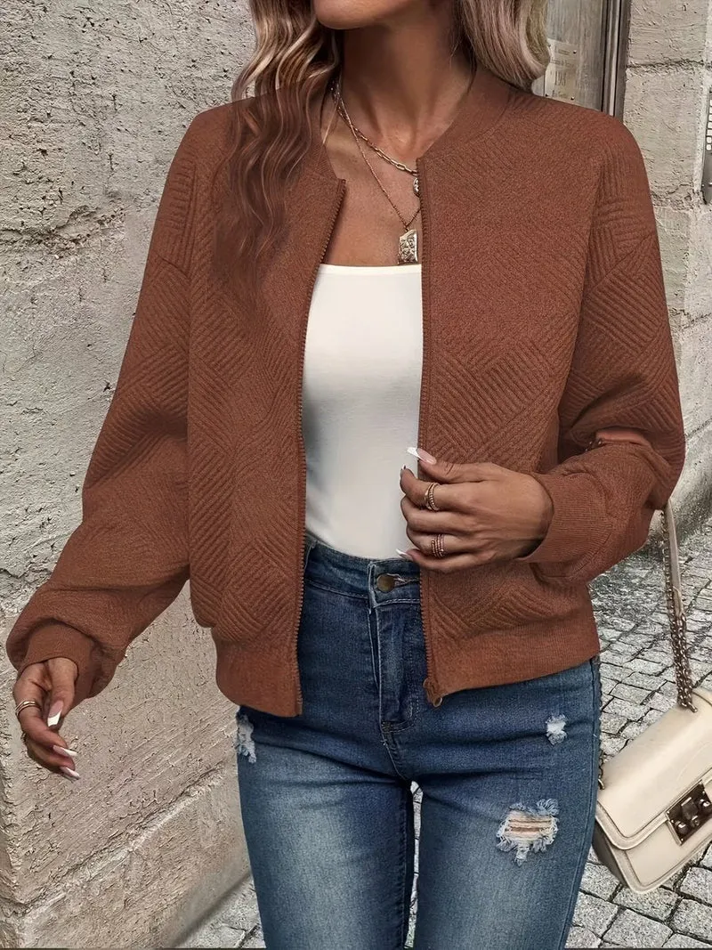 Nora | Damen Steppjacke leichte Zip-Up Jacke mit Strukturmuster