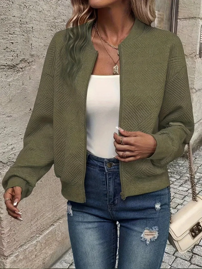 Nora | Damen Steppjacke leichte Zip-Up Jacke mit Strukturmuster