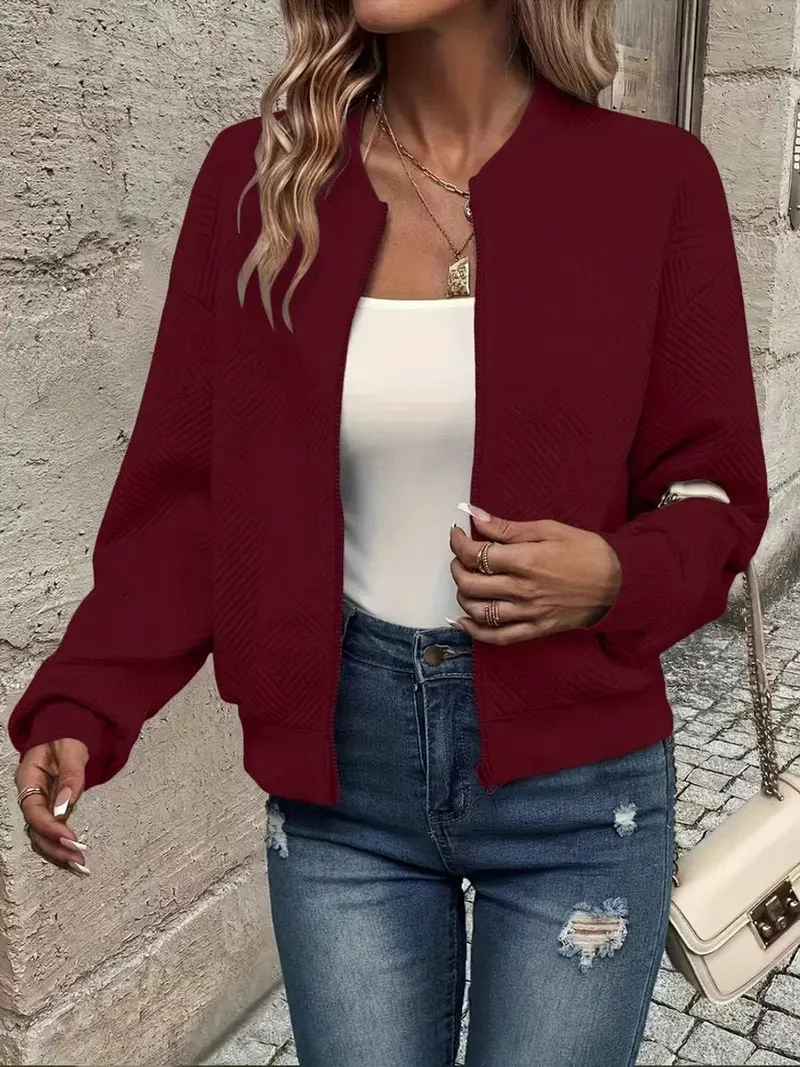 Nora | Damen Steppjacke leichte Zip-Up Jacke mit Strukturmuster