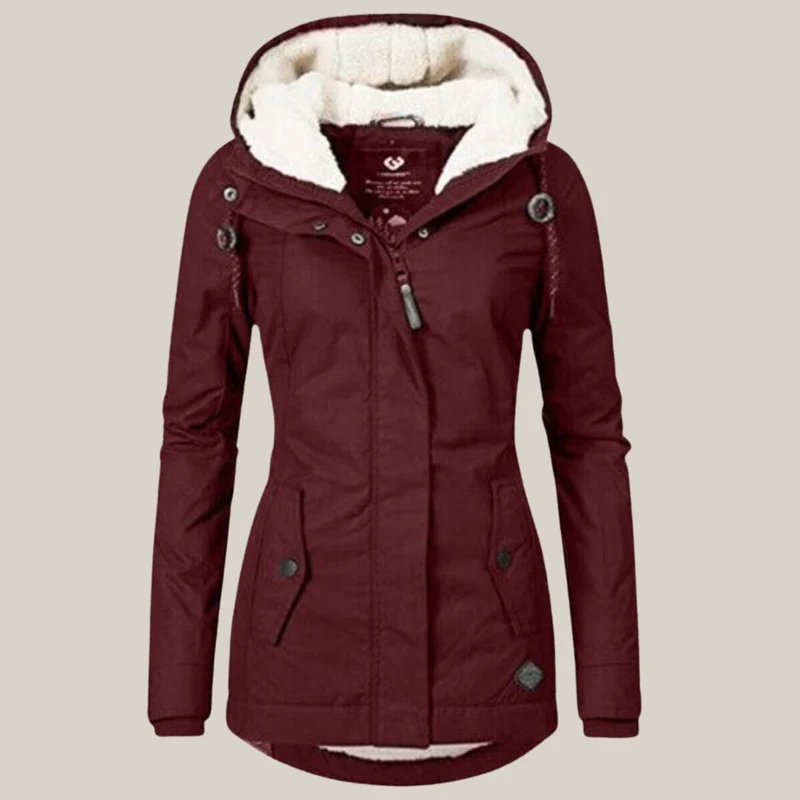 Elfriede | Damen Steppjacke mit Fleecefutter verstellbarer Kapuze Winterjacke