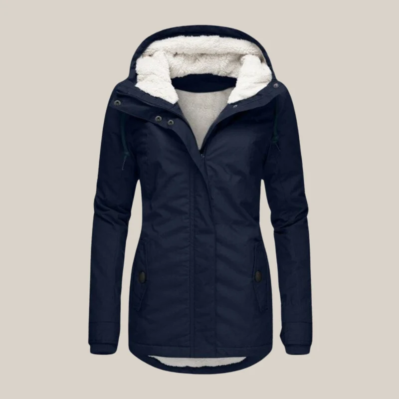 Elfriede | Damen Steppjacke mit Fleecefutter verstellbarer Kapuze Winterjacke