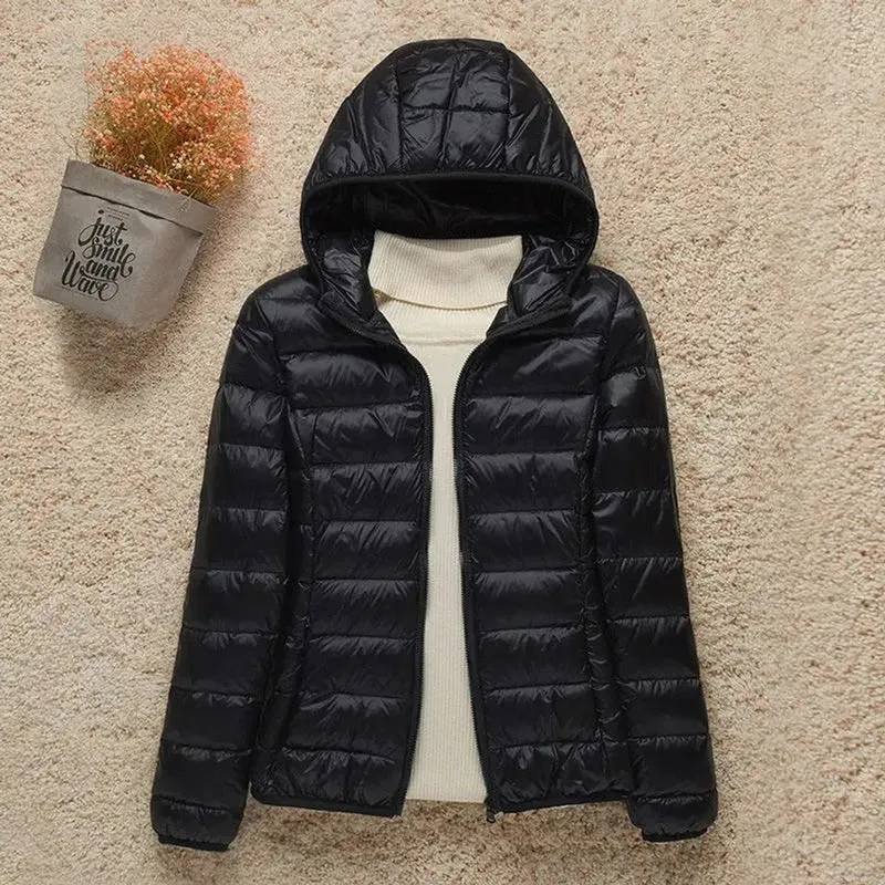 Amelie | Damen Steppjacke mit Kapuze ultraleichte gefütterte Übergangsjacke