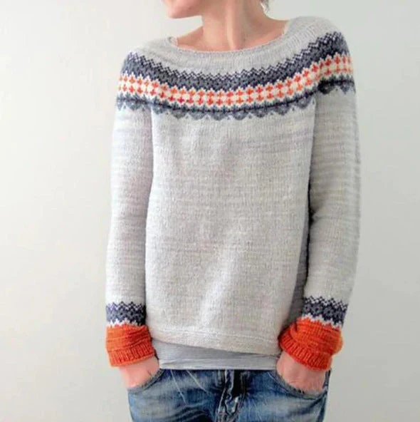 Andrea | Damen-Winter-Weihnachtspullover mit nordischem Muster