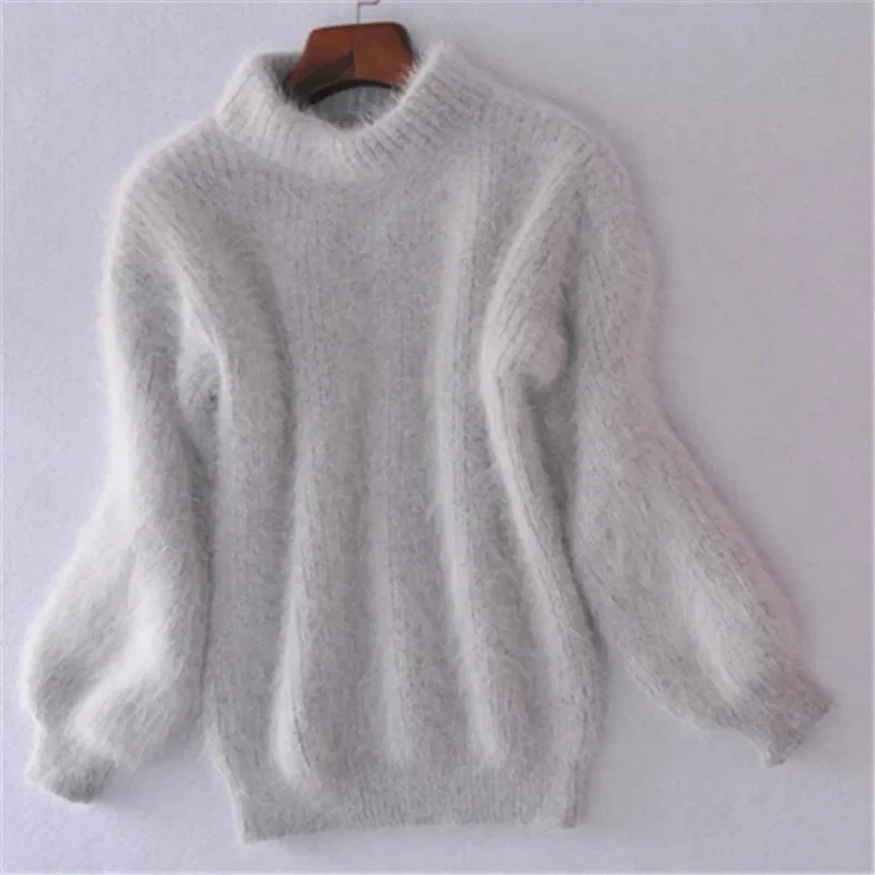 Emilia | Damen Weicher Flauschiger Winterpullover mit hohem Kragen