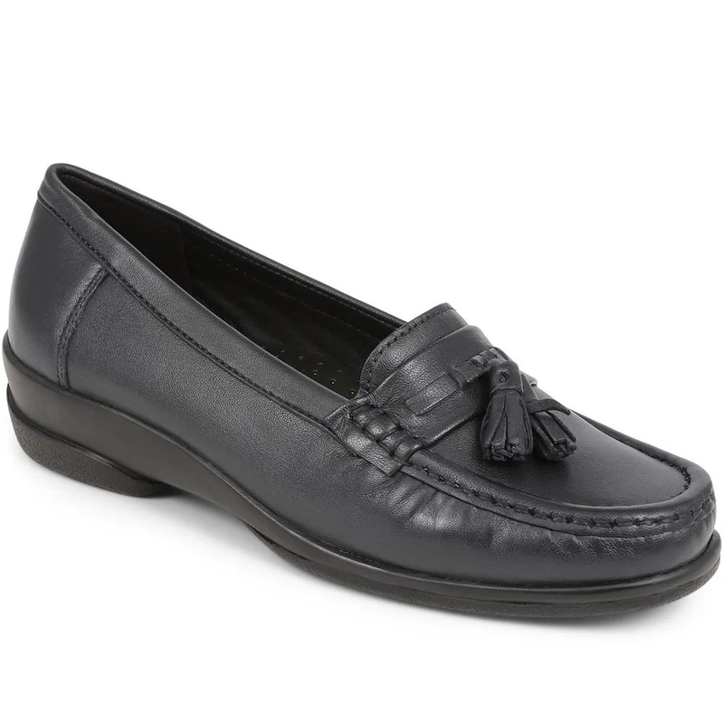 Leather Slip-On Loafers - NAP38023 / 325 236 - Navy