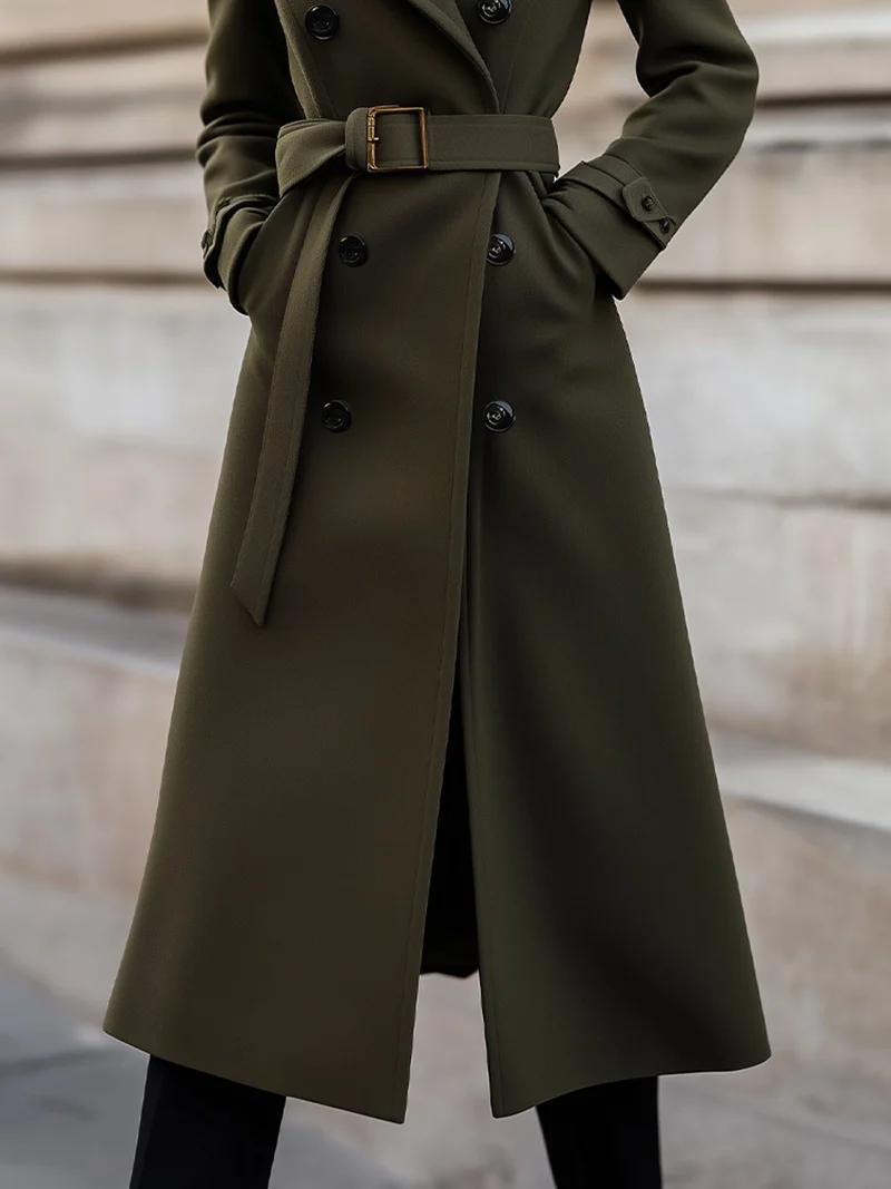 Gabriela | Damen Winter Lange Trenchcoat mit Gürtel