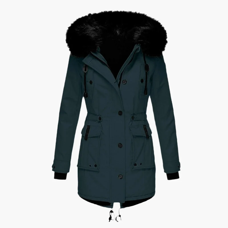 Andrea | Damen Casual Warme Longline Kapuzen Winterjacke