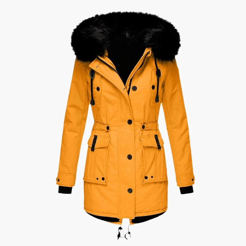 Andrea | Damen Casual Warme Longline Kapuzen Winterjacke