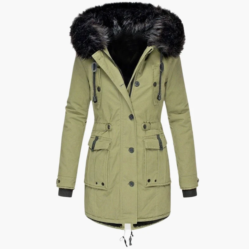 Andrea | Damen Casual Warme Longline Kapuzen Winterjacke