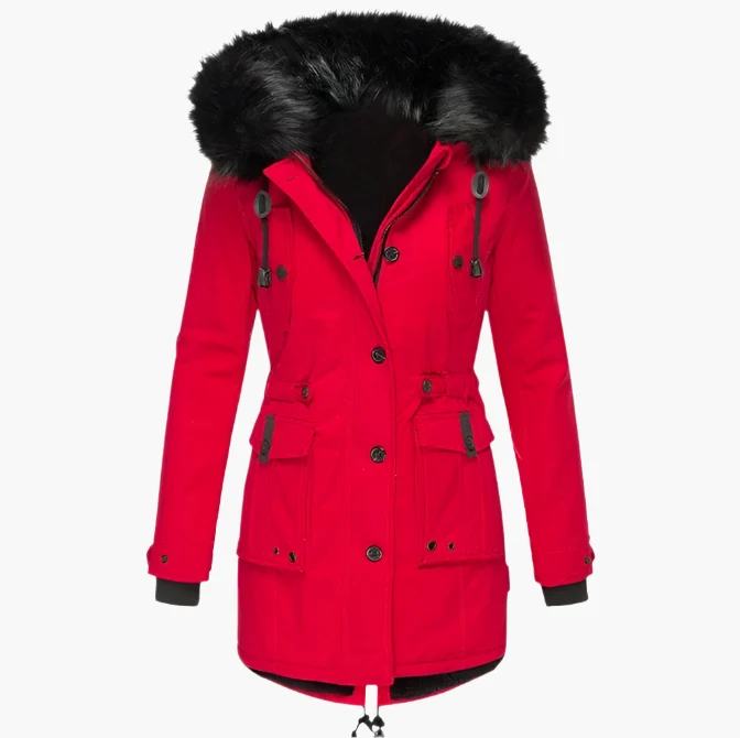 Andrea | Damen Casual Warme Longline Kapuzen Winterjacke