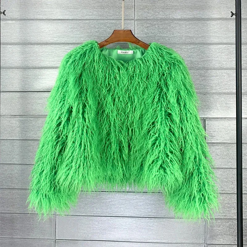 Edith | Damen Einzigartige Flauschige Winterjacke