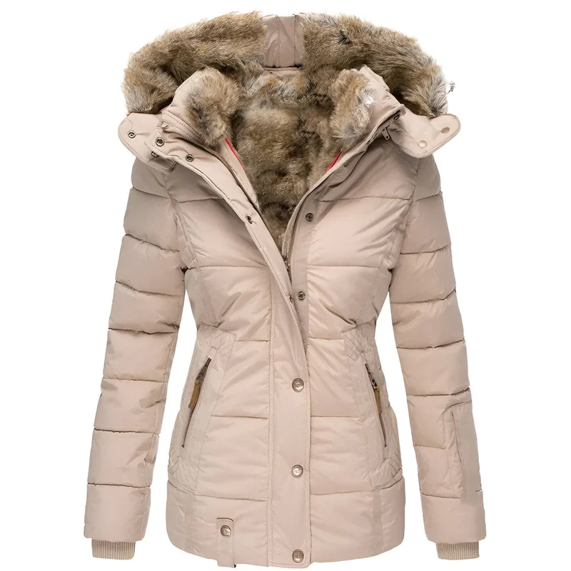Bettina | Damen Taillierte Winterjacke mit Kapuze