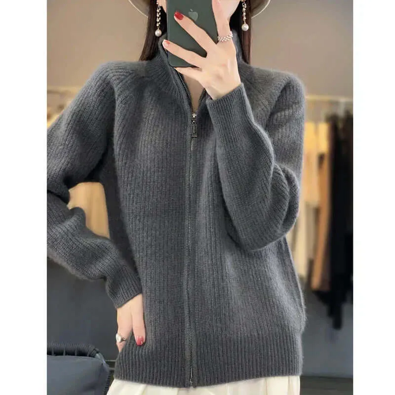 Julia | Damen Klassische Strickjacke mit Langarm