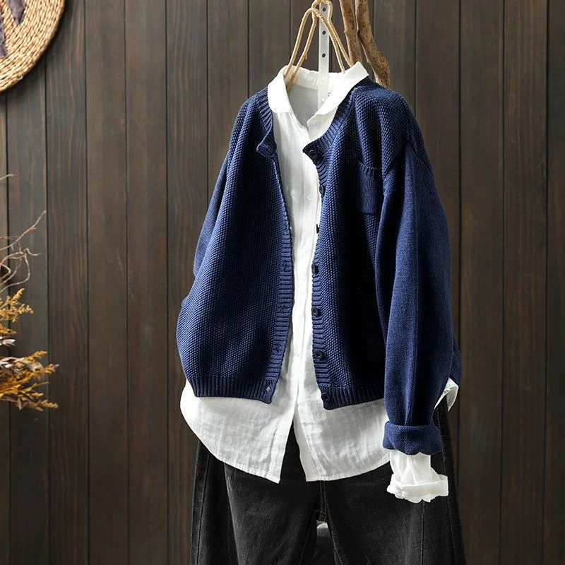 Kerstin | Damen Übergroße Strickjacke mit Knöpfen