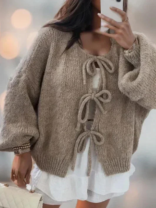 Doris | Damen Warme Strickjacke mit langen Ärmeln