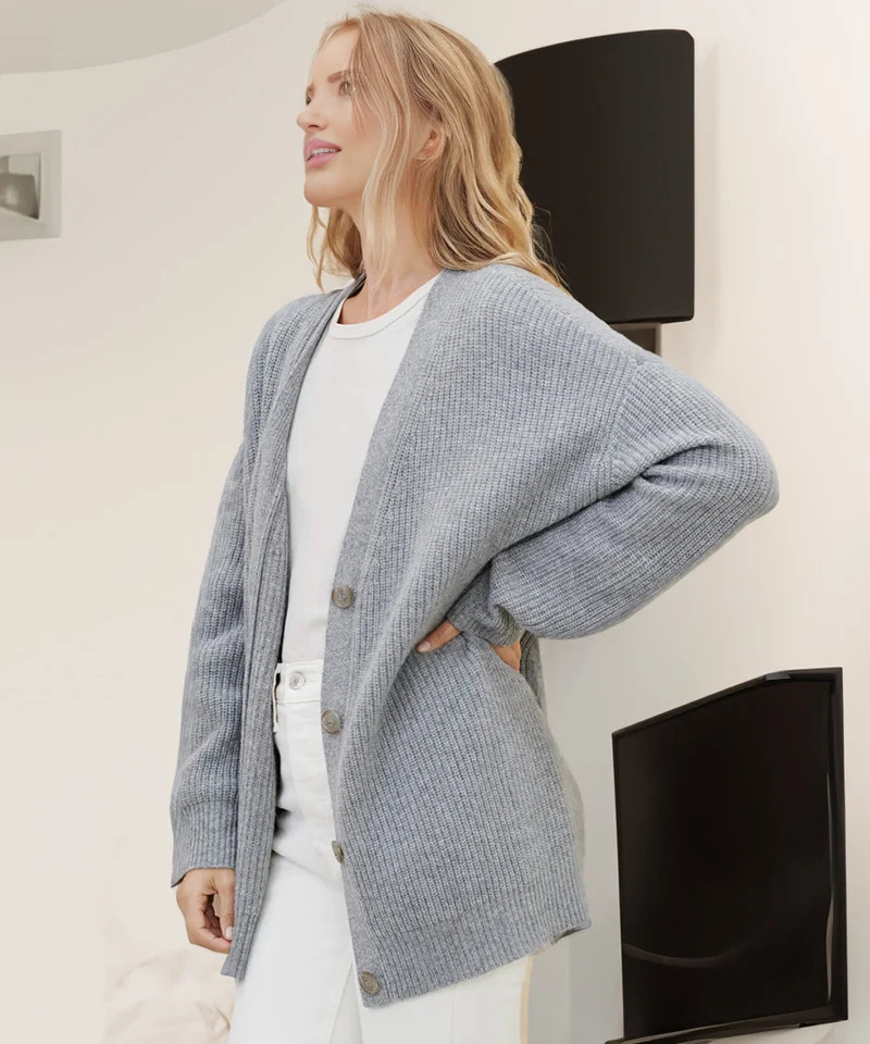 Johanna | Damen Oversized Strickjacke mit Knöpfen