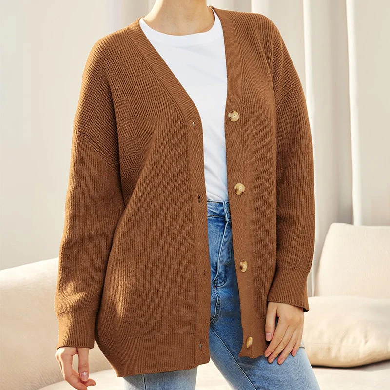Johanna | Damen Oversized Strickjacke mit Knöpfen