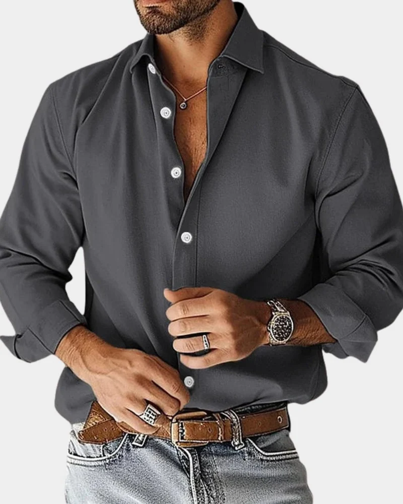 Sebastian | Herren Langarm-Freizeithemd Slim-Fit Knopfleiste