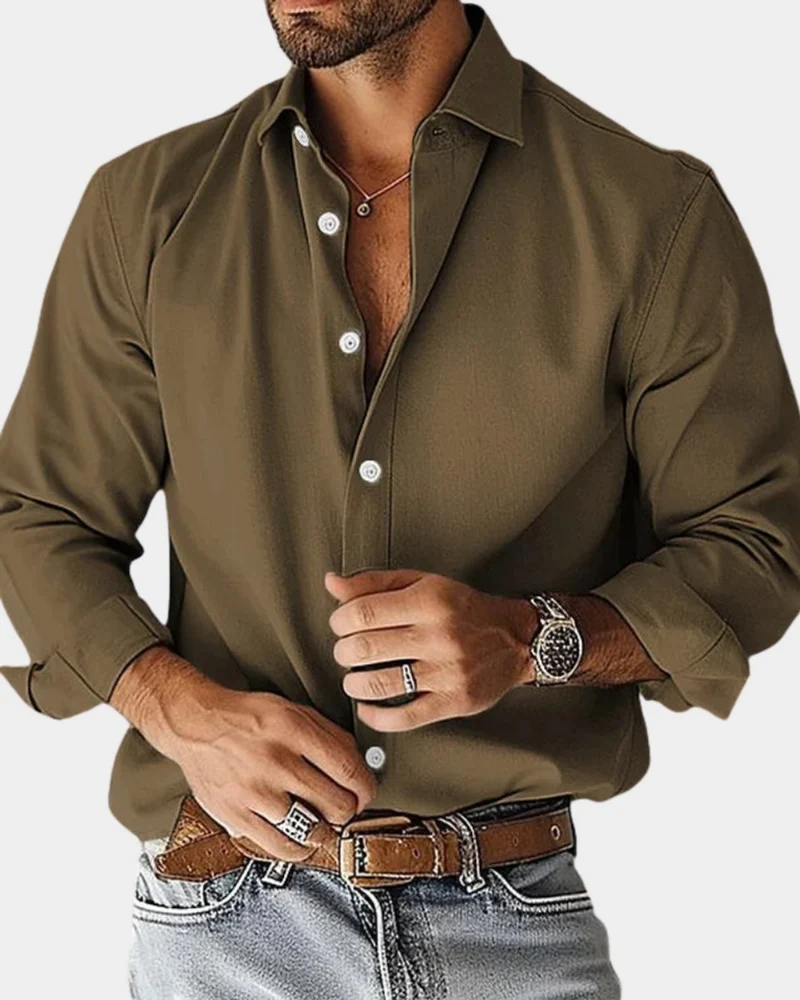 Sebastian | Herren Langarm-Freizeithemd Slim-Fit Knopfleiste
