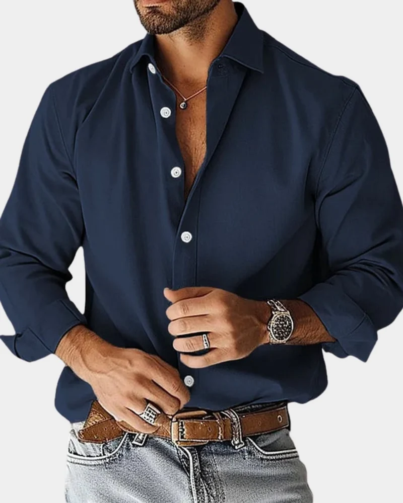 Sebastian | Herren Langarm-Freizeithemd Slim-Fit Knopfleiste