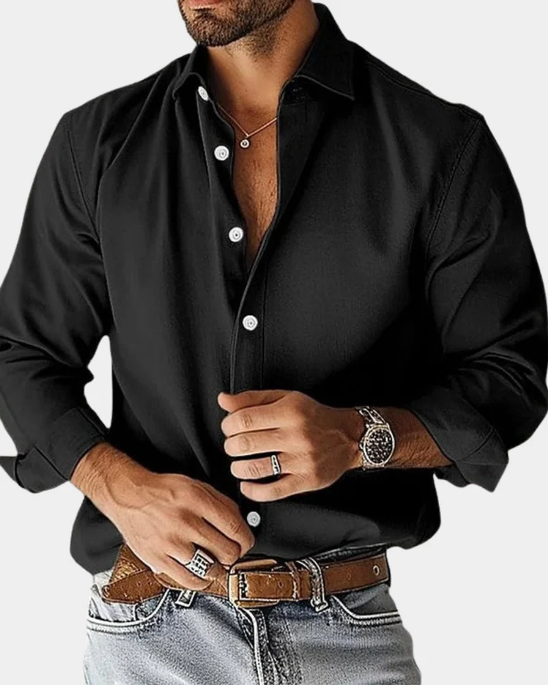 Sebastian | Herren Langarm-Freizeithemd Slim-Fit Knopfleiste