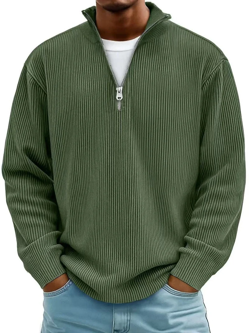 Niklas | Herren Gerippter Half-Zip Stehkragen Pullover Sweatshirt