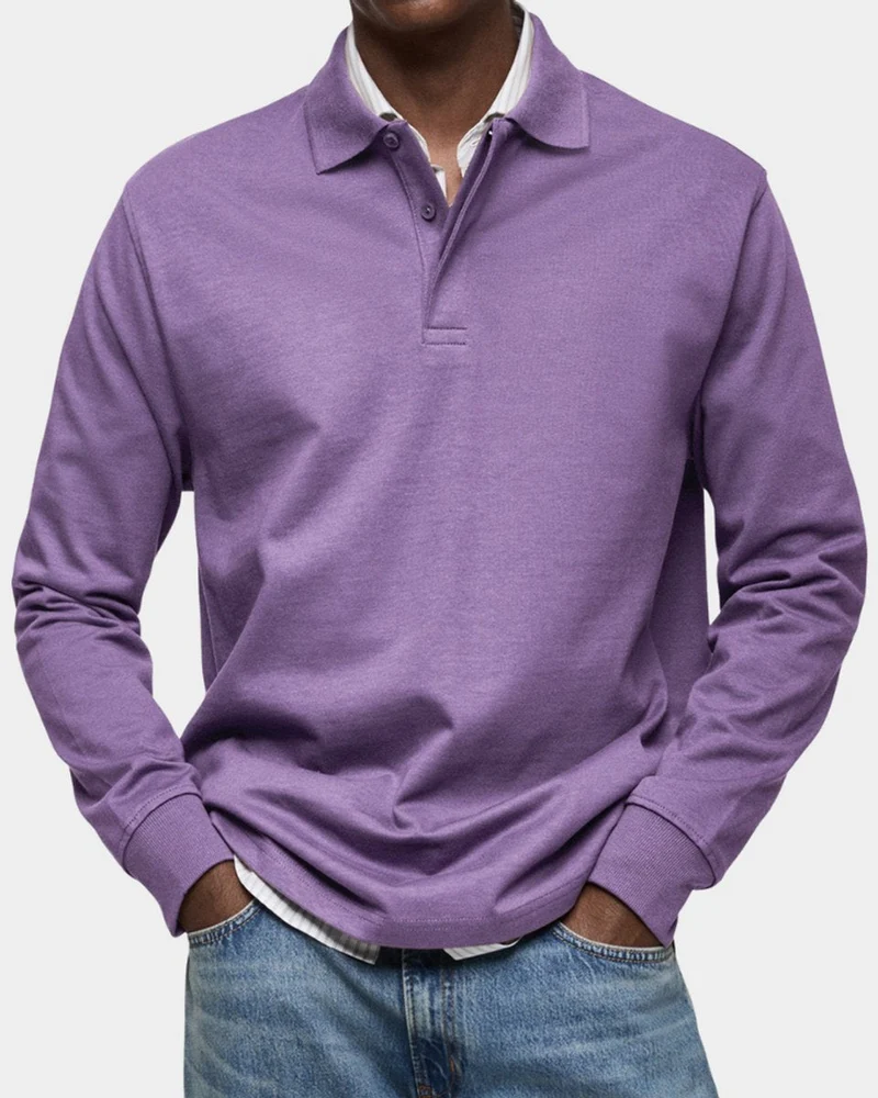 Stefan | Herren Langarm-Poloshirt klassischer Schnitt atmungsaktiv