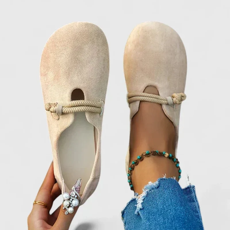 Sophie | Damen Orthopädische Slipper Flache Schuhe Seildetail Rundkappe