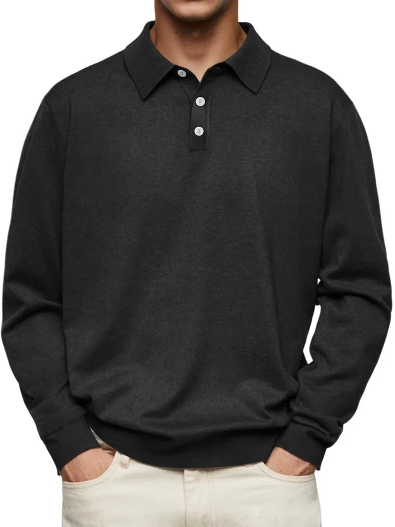 Leon | Herren Langarm-Poloshirt klassischer Schnitt knitterarm