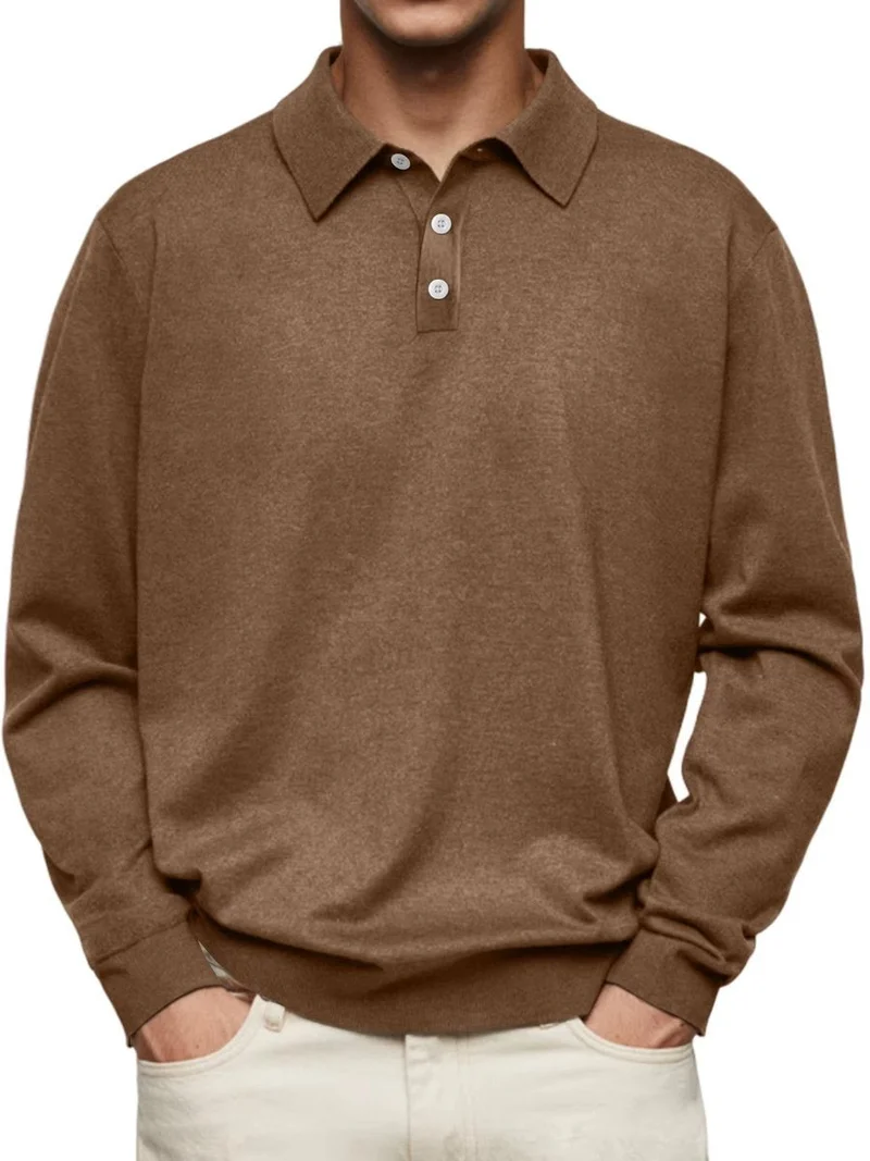 Leon | Herren Langarm-Poloshirt klassischer Schnitt knitterarm