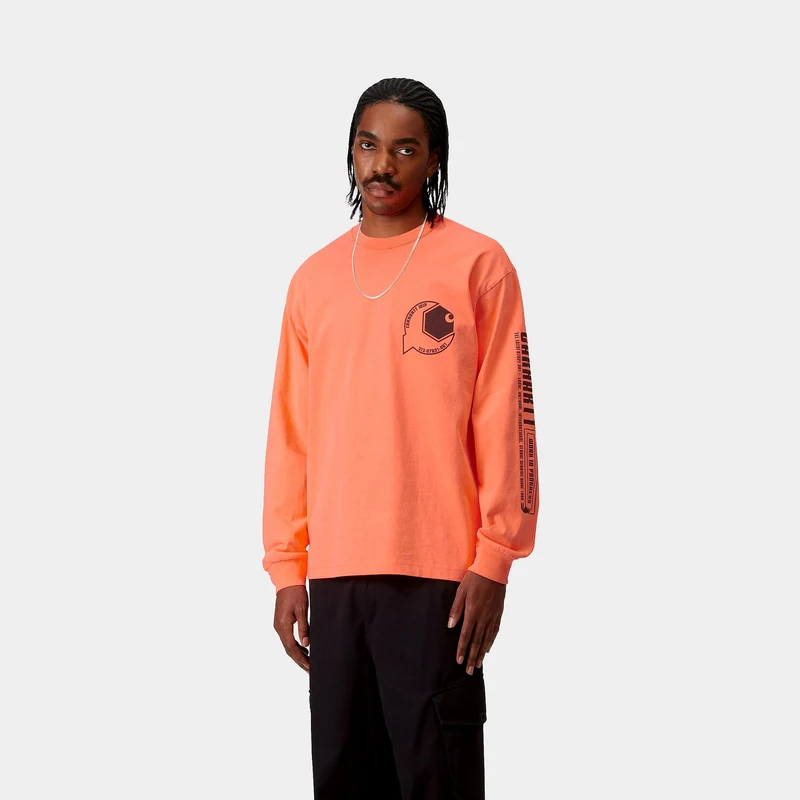 Carhartt WIP Herren WIP Industry Langarm T-Shirt | Lumo Orange