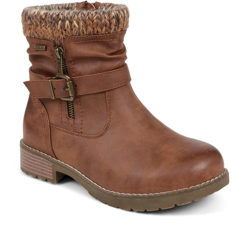 Extra-Wide Knitted Cuff Ankle Boots - BEE / 324 435