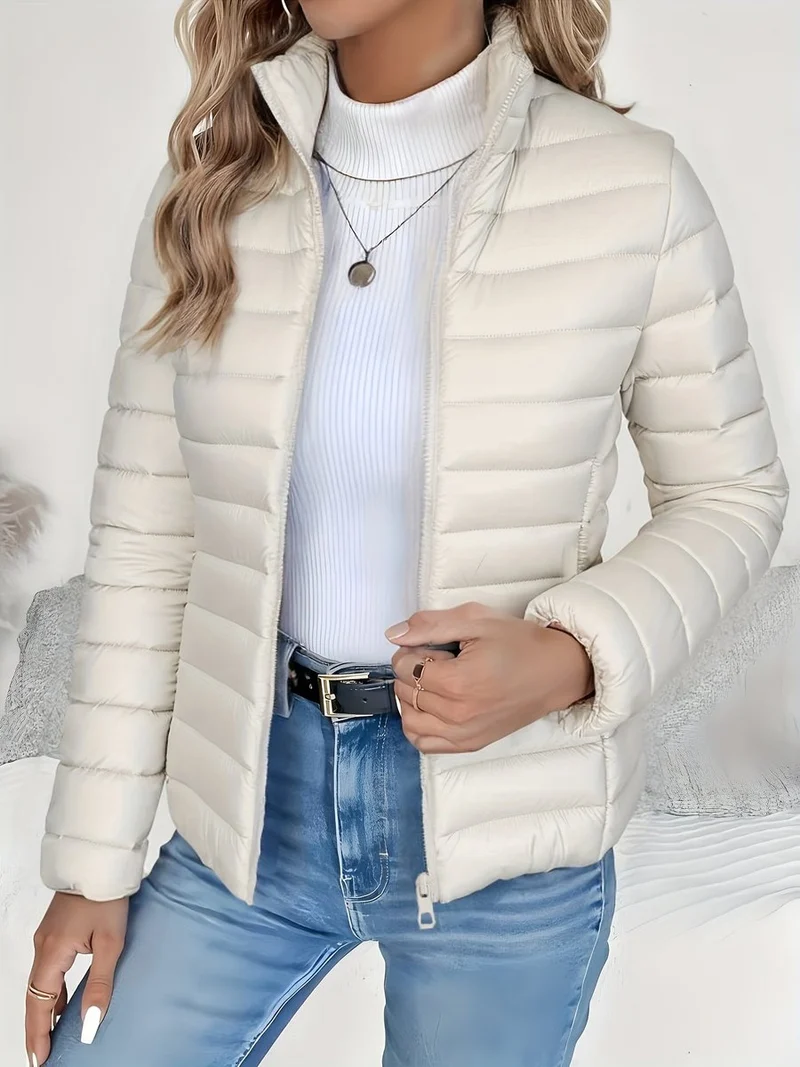 Elisabeth | Damen Steppjacke leichter Women Coat Stehkragen Reißverschluss Herbst Winter