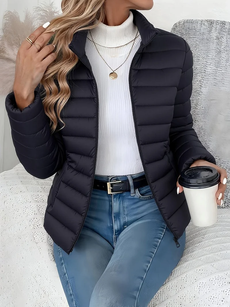 Elisabeth | Damen Steppjacke leichter Women Coat Stehkragen Reißverschluss Herbst Winter