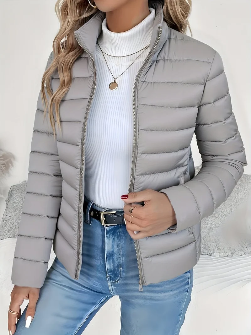 Elisabeth | Damen Steppjacke leichter Women Coat Stehkragen Reißverschluss Herbst Winter