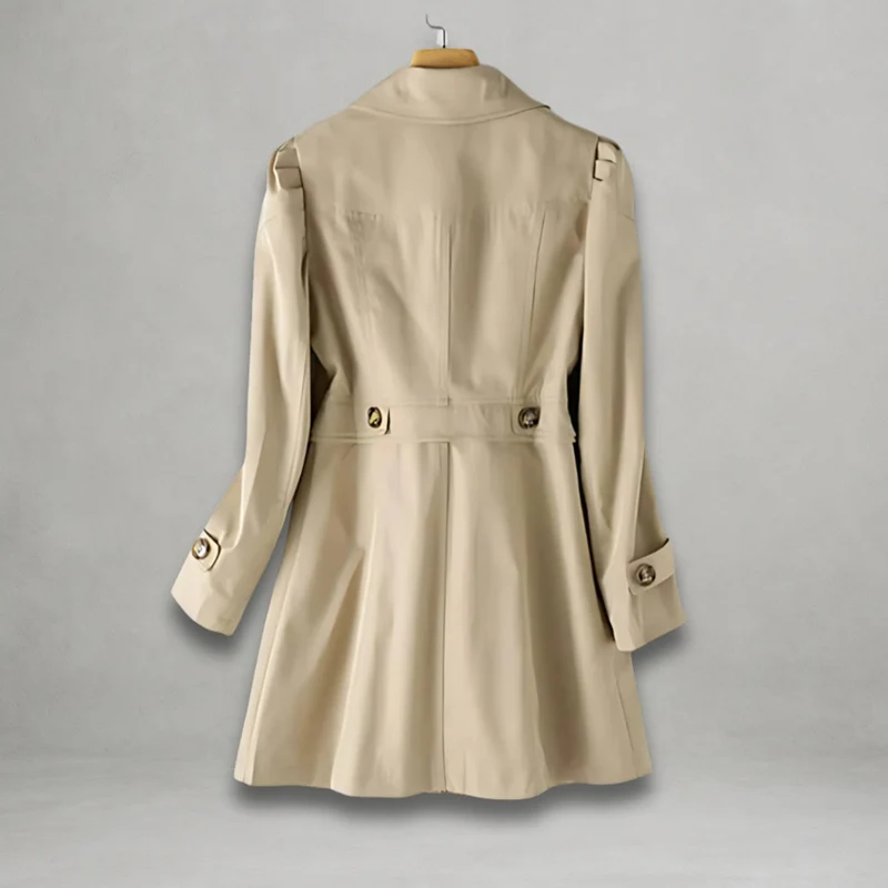 Clara | Damen Trenchcoat klassischer Schnitt Knopfleiste Umlegekragen