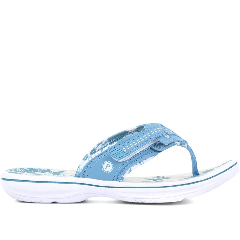 Touch-Fastening Toe Post Sandals - XIAM29002 / 316 019 - Denim
