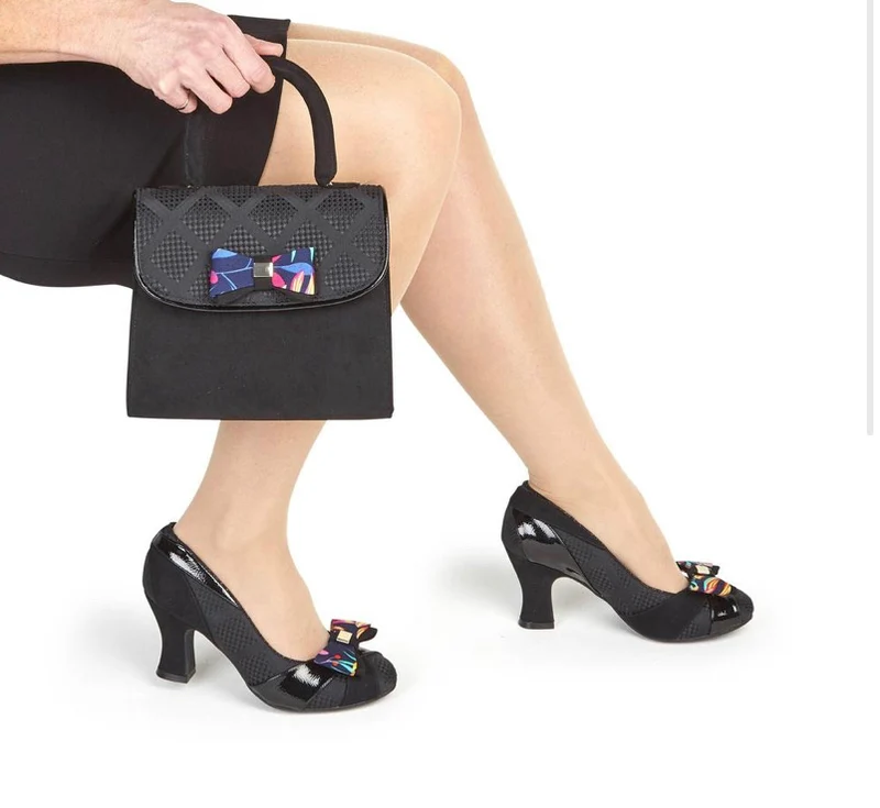 Ruby Shoo – Tatum-Absatz – Schwarz – mit abnehmbarer Schleife
