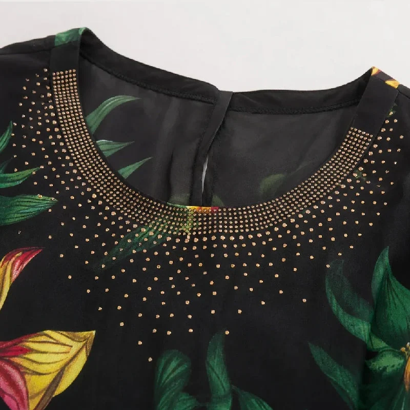 Flexiesa | Florale Tunikabluse mit transparenten Ärmeln
