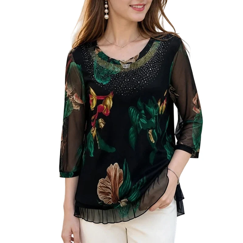Flexiesa | Florale Tunikabluse mit transparenten Ärmeln