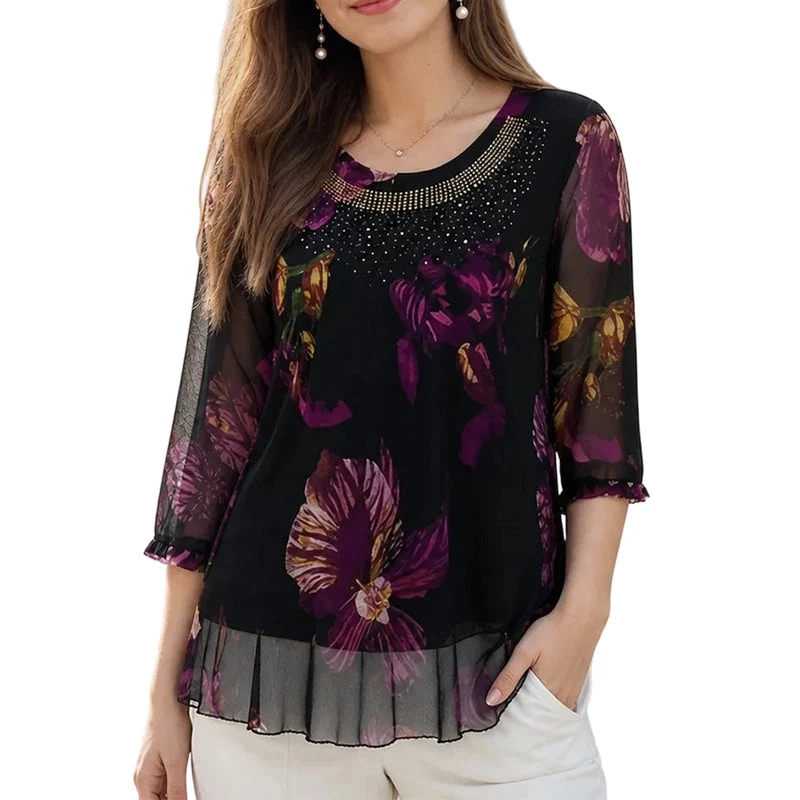 Flexiesa | Florale Tunikabluse mit transparenten Ärmeln