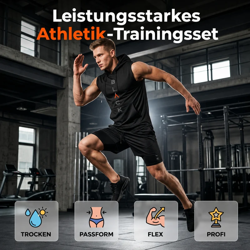 Diego | Sportliches ärmelloses Hoodie-Set mit Shorts