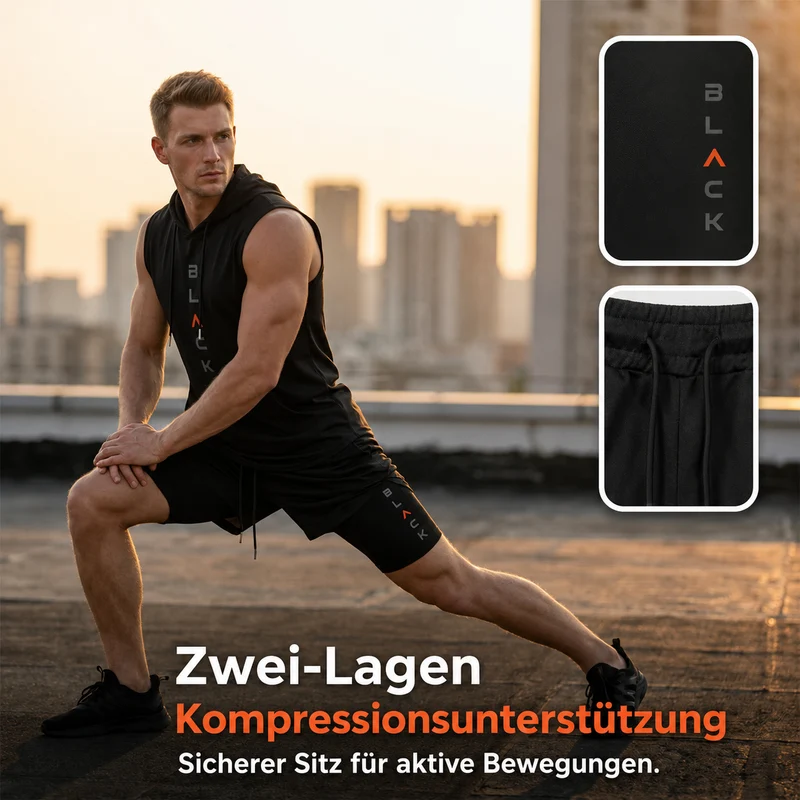 Diego | Sportliches ärmelloses Hoodie-Set mit Shorts