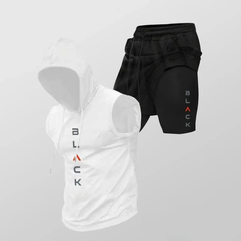 Diego | Sportliches ärmelloses Hoodie-Set mit Shorts