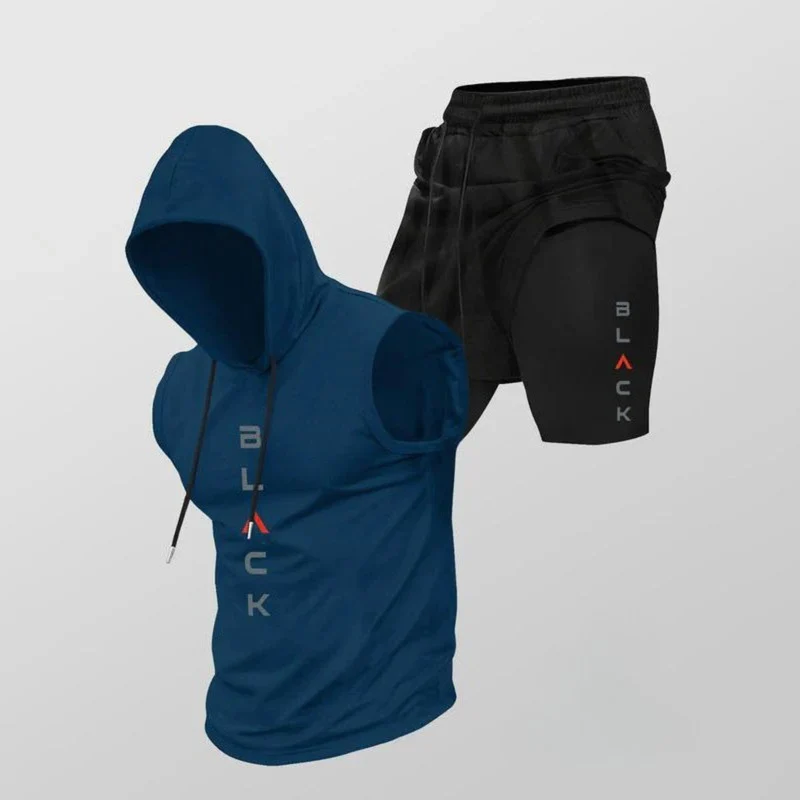 Diego | Sportliches ärmelloses Hoodie-Set mit Shorts