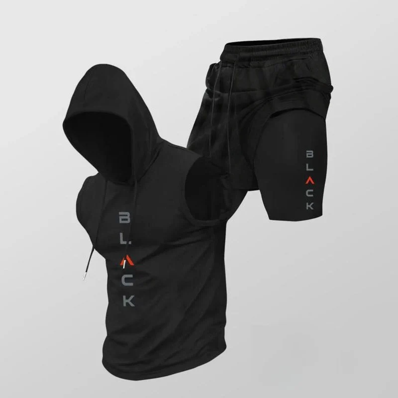 Diego | Sportliches ärmelloses Hoodie-Set mit Shorts