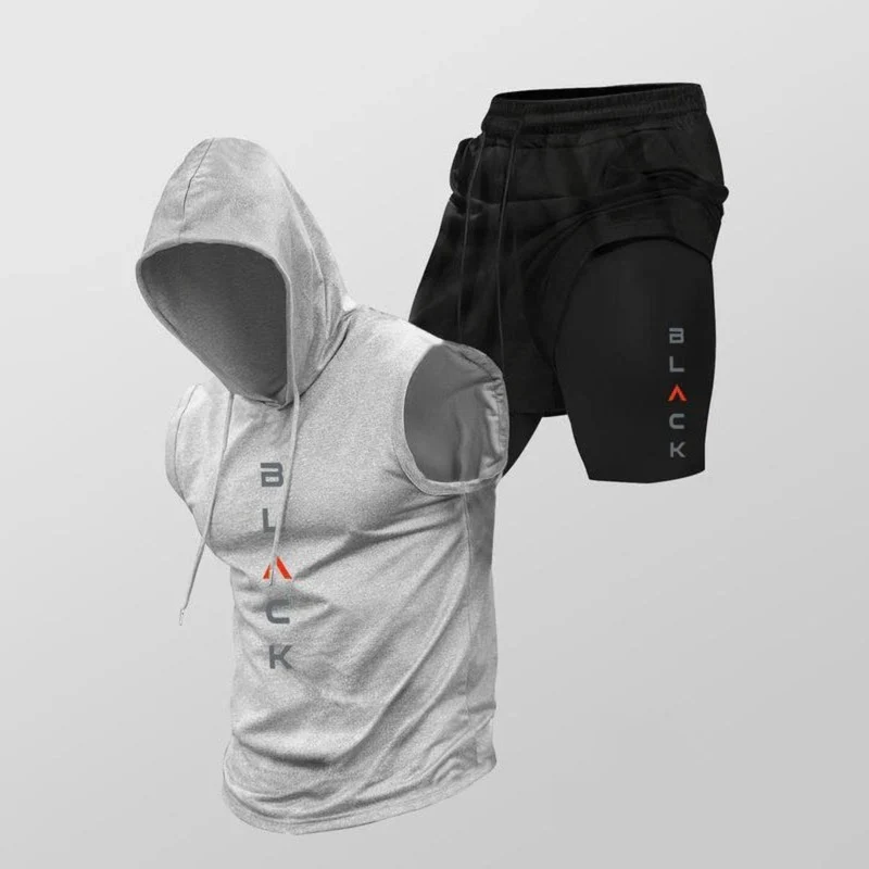 Diego | Sportliches ärmelloses Hoodie-Set mit Shorts