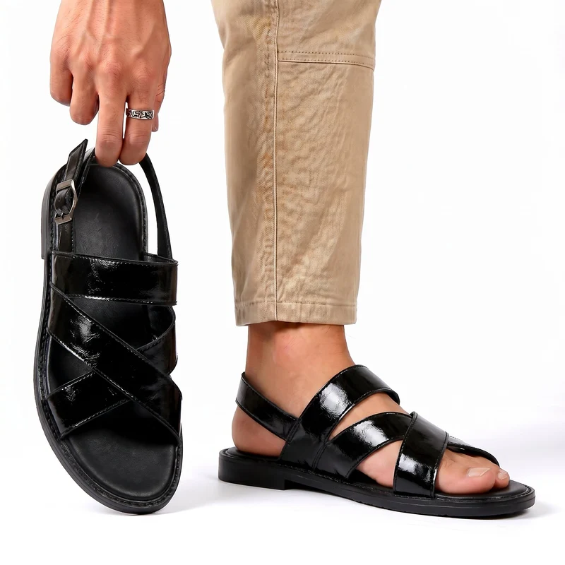 Jesrel | Elegante Herren-Ledersandalen mit Kreuzriemen